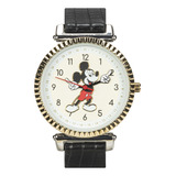 Reloj Analógico Negro Accutime Disney Mickey Mouse Con Corre