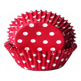 100 Capacillos Rojos Con Puntos Blancos #72 Cupcake Bombas