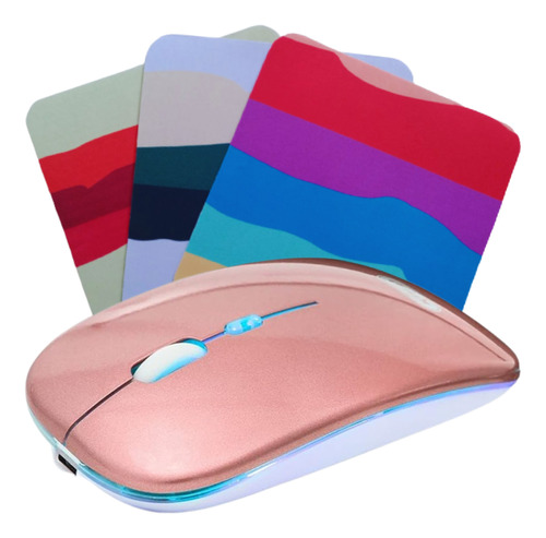 Mouse Sem Fio Recarregável Usb Led Rgb + Mouse Pad 22*20cm