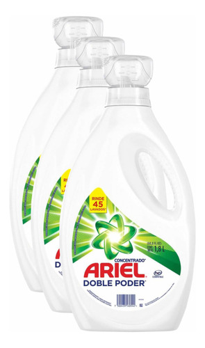 Detergente Ariel Liquido Concentrado 1.8 Litros - 3 Unid