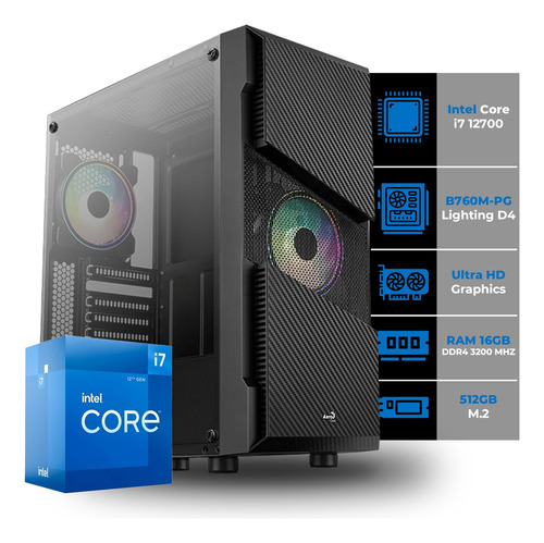 Pc  Gamer Torre Intel Core I7 12700 + 16gb + 512m.2 + B760m