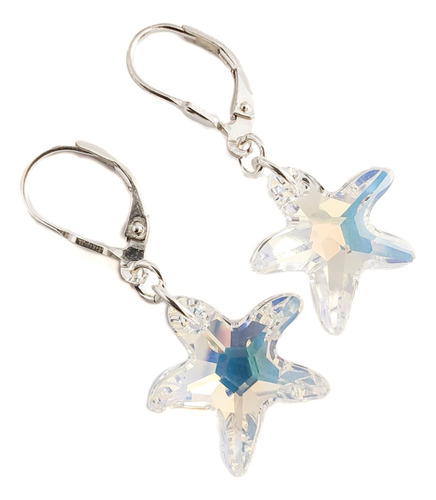 Aros Plata 925 - Aros Colgantes - Aros Cristal Estrella 