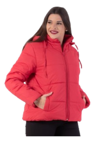 Campera Puffer Mujer Capucha Desmontable Abrigo