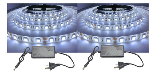 Tira Luces Led 5050 Blanco Frio 10 Mt + Fuente 220v Exterior