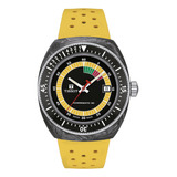 Reloj Unisex Tissot T145.407.97.057.00 Sideral Powermatic 80 Color De La Correa Amarillo Color Del Bisel Plateado Color Del Fondo Negro