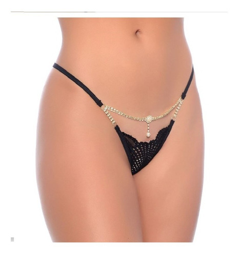 Calcinha Fio Dental Tanga C/ Strass Pérola