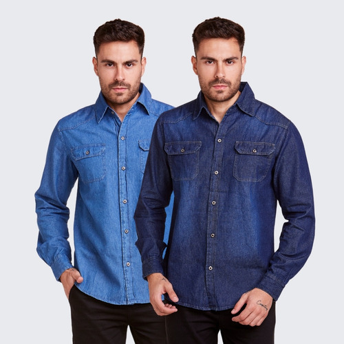 Kit 2 Camisas Masculina Jeans Slim Importada C/ Frete Gratis