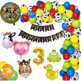 Set Deco Cumple Arco Globos Animales De Granja Zenon 