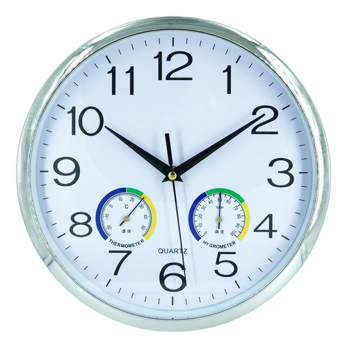 Reloj Redondo Analogico Con Termometro Ambiental S-2490