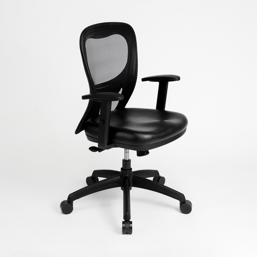 Silla Citiz Respaldo Ergonómico Almohadilla Regulable Rossi Color Negro - Ecocuero