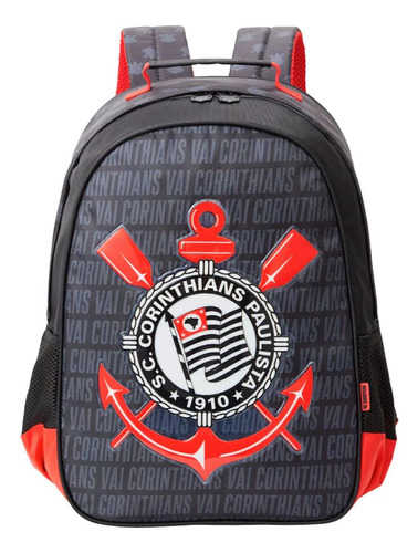 Mochila Escolar Corinthians Preta Time Infantil Xeryus