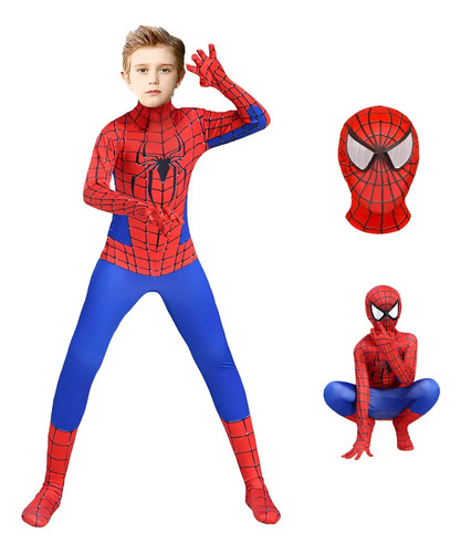 Disfraz Hombre Arana Nino Traje Completo Superheroe Cosplay Infantil Mono Elastico Halloween Fiesta Cumpleanos Animado