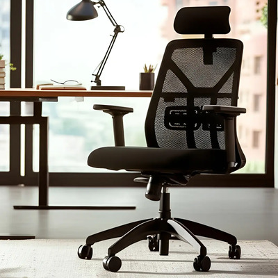Silla De Escritorio Baires4 Tokio Con Cabezal Ergonómica Gerencial Negra Con Tapizado Mesh\u002Fmarathon Asyncro | Envío gratis