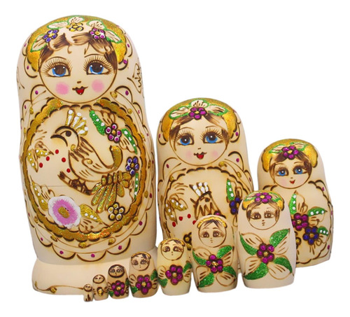 Nesting Doll Tradicional Apilable Para 10 Capas Amarillas