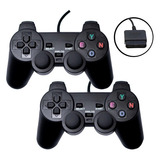 Kit 2 Controles Playstation 2 Fio Dualshock Vibração Duravél