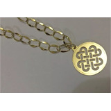 Pulseira Com Pingente No Do Amor 19cm Ouro 10k