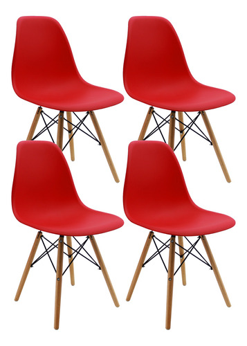 Kit 4 Sillas Charles Eames Madera - Eiffel Colores