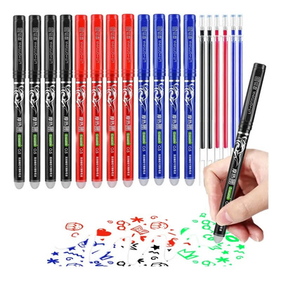 12 Plumas Borrables Surtidas Boligrafo Lapicero Borra Tinta 18pcs Rojo\u002Fazul\u002Fnegro Tres Colores,Plumas Gel Borrables Colores + Borrador 18PCS | MercadoLibre
