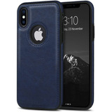 Funda Para iPhone X/xs, 5.8 In/azul/de Cuero/agarre Suave