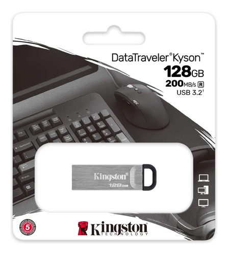 Memoria Usb 3.2 Kingston Datatraveler Kyson 128gb Color Plateado