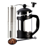 Combo Cafetera Prensa Francesa 350ml Molino Manual Acero