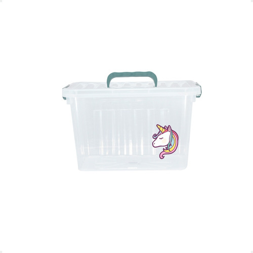 Caja Organizadora Plastica Mediana Tapa Unicornio 33x24x20