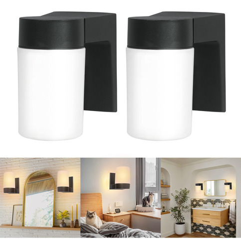 Lámpara De Pared Impermeable Interior Exterior Tipo Vaso 2pz