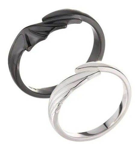 Par Anillos Duo Promesa Plata 925 Parejas Alas Ángel Demonio