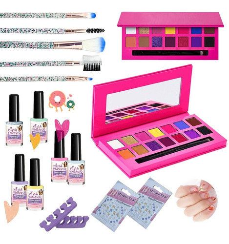 Kit De Maquillaje Para Nena Sombras Gliter Juego Niña Regalo