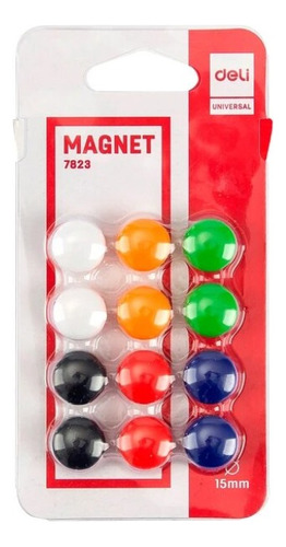 Imanes Magneto Pizarra Deli 15mm 12pcs Colores Refrigerador