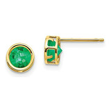 14 K Oro Amarillo Bisel 5mm Joyería Verde Esmeralda Pendient