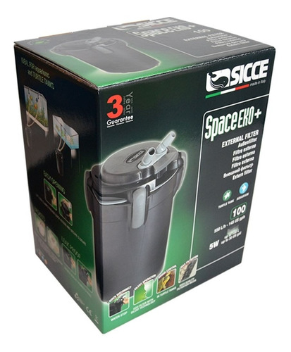 Sicce Space Eko+ 100 - Filtro Botellón Externo Para 100 Lts