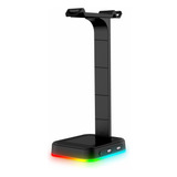 Soporte Para Auriculares Gaming Rgb Hanger Port Rack Estable