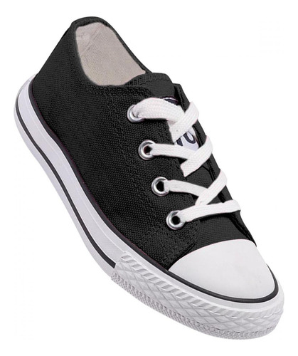 Zapatilla Infantil De Lona Urbana Casual - Negro - 7191