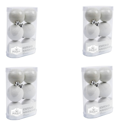 Pack De 24 Esferas Navideñas Blancas 6cm