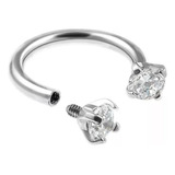 Piercing Bull Engarzado Cubic Zirconia Rosca Interna Acero