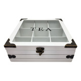 Caja De Té 9 Divisiones Tapa Con Diseño Decorativa Decohogar