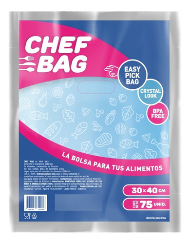 Bolsas Para Freezer Conservar Alimentos Chef Bag 30x40cm 75u