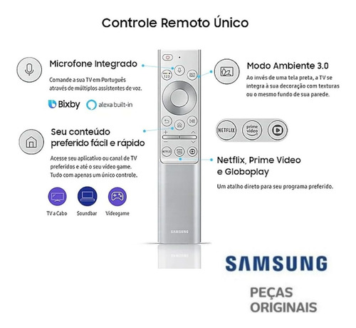 Controle Remote Tv Qled 8k Samsung Bn59-01327d Qn65q800tag