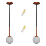 Kit 2 Lustre Pendente Globo 12 Jabuticaba Cobre Fosco C/ Led