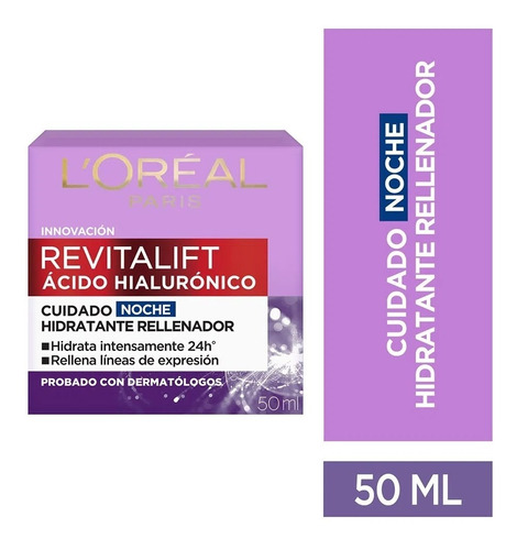 Crema L'oréal Hialurónico Noche - mL a $1180