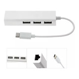 Convertidor Tipo C A Rj45 Lan + Hub 3 Usb 2.0