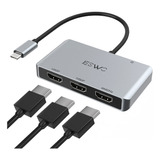 Jeswo Adaptador Usb Tipo C A Hdmi 3 Puertos P/ Mac Win 11/10