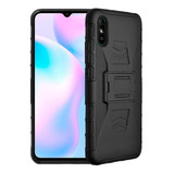 Funda De Uso Rudo + Clip Para Xiaomi Redmi 9a Negro