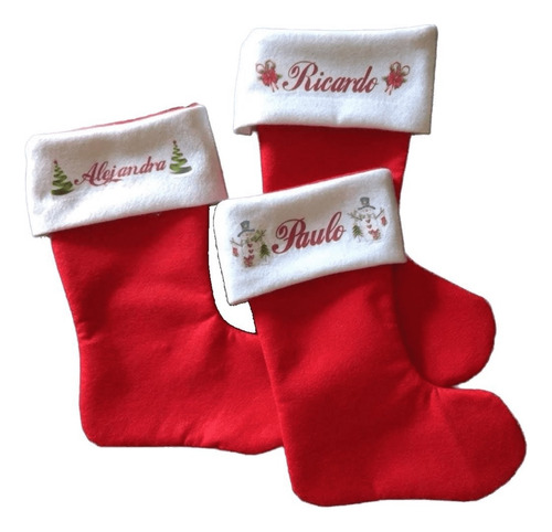 Paq 3 Botas Navideñas Decorativas Personalizadas Con Nombre