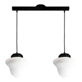 Colgante Rosario 2 Luces Opal Con Negro Vintage Apto Led E27