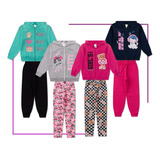 Kit4 Conjunto Moletom Ziper Infantil Feminino Atacado Menina