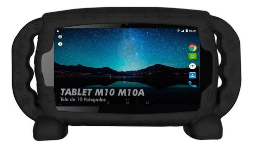 Capa Infantil Tablet Multilaser M10 M10a Kids Case Top Preta
