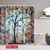 Cortina De Baño Impermeable Árbol Marrón Y Azul 180x180cm