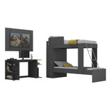 Beliche E Mesa Gamer C/ Painel Tv Até 65  Multimóveis Mp4114 Cor Preto
